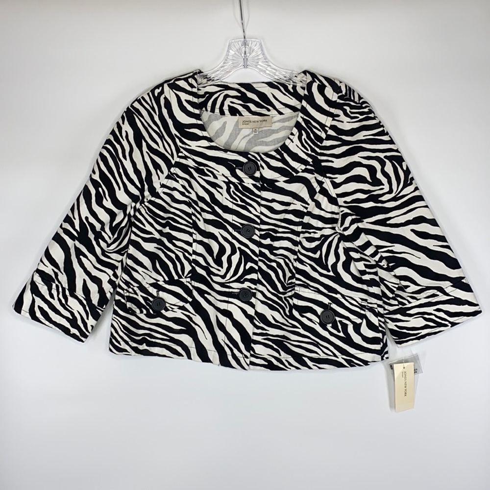 Jones New York Sport Zebra Striped Blazer NWT Medium